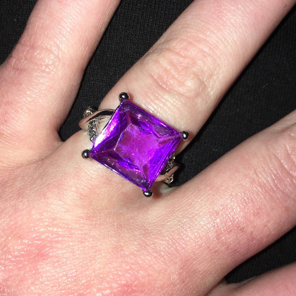 Breathtaking Purple Tourmaline CZ Twist Band Ring